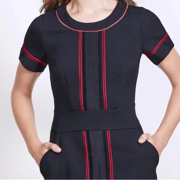Boden Navy Blue Red Trim Sheath Dress Short Sleeve Business Casual Size US6/UK10 - Picture 8 of 8